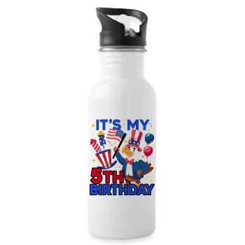 Es Ist Mein 5. Geburtstag Firecracker Kid 4th Of - Trinkflasche mit integriertem Trinkhalm - Weiß - Rechts
