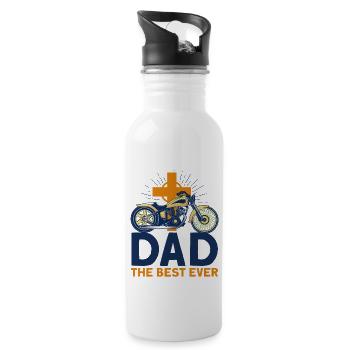 Faith Motorcyclist Chopper Gift - Water bottle with straw - white - Right