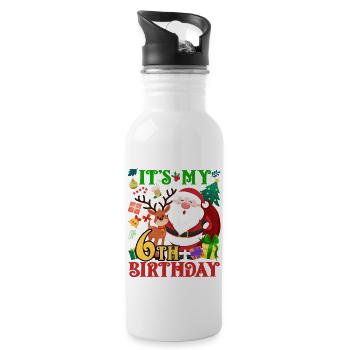 Es Ist Mein 6. Geburtstag Weihnachtsmann - Trinkflasche mit integriertem Trinkhalm - Weiß - Rechts