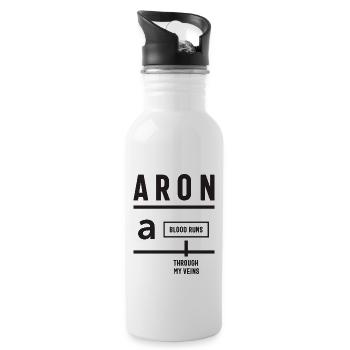 Aron Personalized Name - Water bottle with straw - white - Right