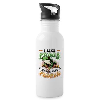 J’aime les grenouilles et peut-être 3 personnes - Gourde avec paille intégrée - blanc - Droite
