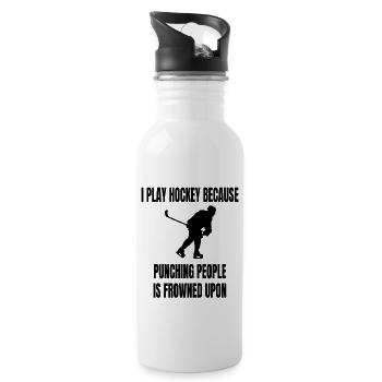 Eishockey Geschenk Wintersport Eishockeyteam - Trinkflasche mit integriertem Trinkhalm - Weiß - Rechts
