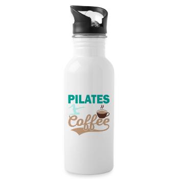 Tout ce dont j’ai besoin, c’est de Pilates & Coffee Exercice Fitness - Gourde avec paille intégrée - blanc - Droite