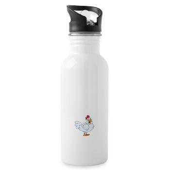 Chicken Farmer In Need Getting Old - Water bottle with straw - white - Right