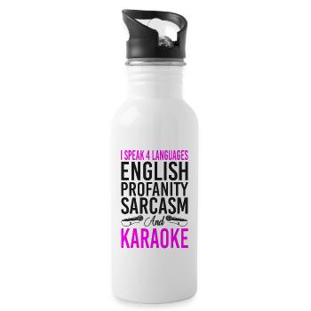 Karaoke Singer I Speak 4 Languages - Water bottle with straw - white - Right