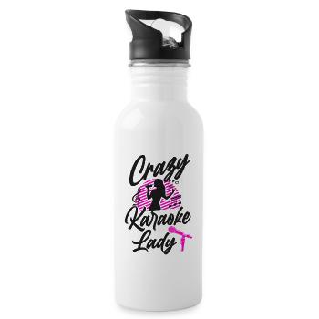 Karaoke Singer Crazy Karaoke Lady - Trinkflasche mit integriertem Trinkhalm - Weiß - Rechts