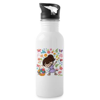 Dabbing Girl Hippie Bouquet Basket Spring - Gourde avec paille intégrée - blanc - Droite