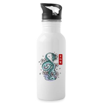 Japanischer Erddrache Elementarer Mythos - Trinkflasche mit integriertem Trinkhalm - Weiß - Rechts