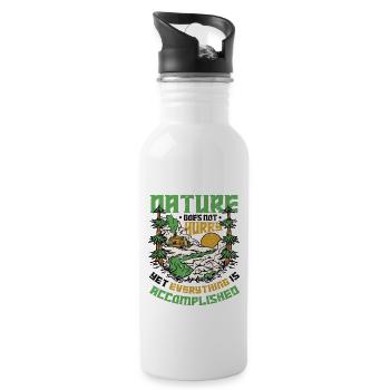 Nature is not in a hurry, nature lovers. - Water bottle with straw - white - Right