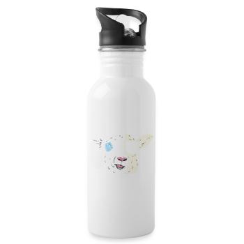 Schafe Bauern Bauernhof Schaf Wolle Landwirt - Trinkflasche mit integriertem Trinkhalm - Weiß - Rechts