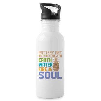 Pottery Art Made Real From Earth, Water, Fire & So - Trinkflasche mit integriertem Trinkhalm - Weiß - Rechts