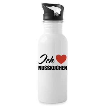 Ich liebe Nusskuchen - Trinkflasche mit integriertem Trinkhalm - Weiß - Rechts