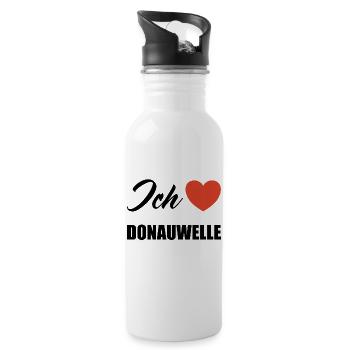 Ich liebe Donauwelle - Trinkflasche mit integriertem Trinkhalm - Weiß - Rechts
