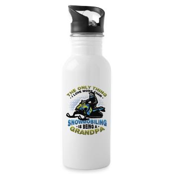 Snowmobiling Grandpa Snowmobile - Water bottle with straw - white - Right