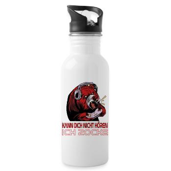Kann Dich Nicht Hören Ich Zocke. Gaming Zocken - Trinkflasche mit integriertem Trinkhalm - Weiß - Rechts