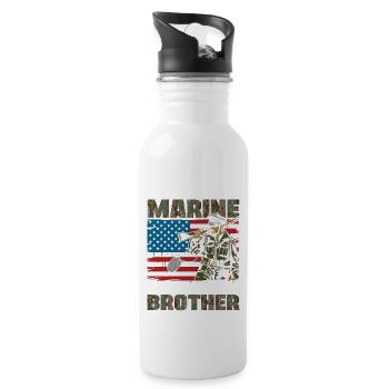 He's not just a Marine, he's my brother. - Water bottle with straw - white - Right