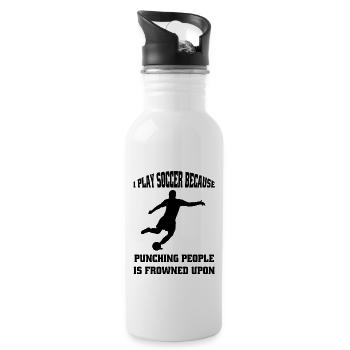 Fußballtrainer Fußball Fußballspieler Fußballer - Trinkflasche mit integriertem Trinkhalm - Weiß - Rechts