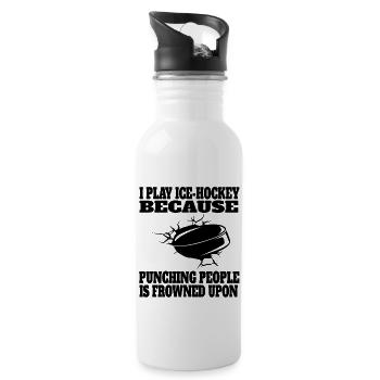 Eishockey Wintersport Eishockeyteam Geschenk - Trinkflasche mit integriertem Trinkhalm - Weiß - Rechts