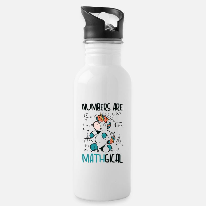 Mathematik Zahlenliebhaber Mathematik Einhorn - Trinkflasche mit integriertem Trinkhalm - Weiß