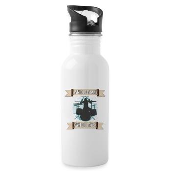 Never Underestimate An Old Man Who Plays Drum Set - Water bottle with straw - white - Right
