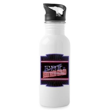 beach bubaprints under the tree dinosaur gift - Water bottle with straw - white - Right