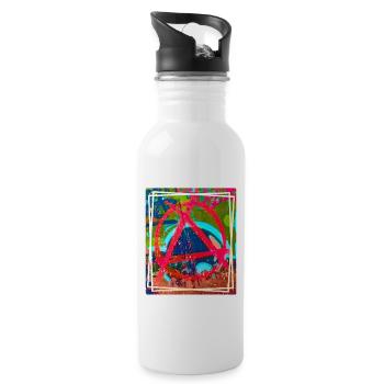 Anarchy Graffiti Bunt - Trinkflasche mit integriertem Trinkhalm - Weiß - Rechts
