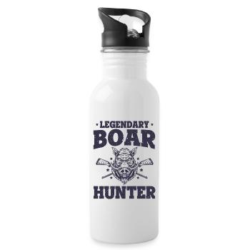 Légendaire Boar Hunter Hog Pig Vintage Funny Boar - Gourde avec paille intégrée - blanc - Droite
