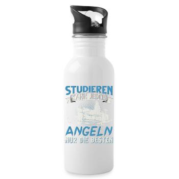 Studieren Kann Jeder Angeln nur die Besten - Trinkflasche mit integriertem Trinkhalm - Weiß - Rechts