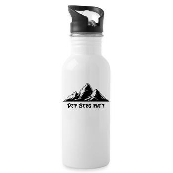Der Berg ruft - Trinkflasche mit integriertem Trinkhalm - Weiß - Rechts