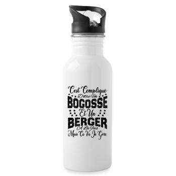 c'est compliqué d'être un Bogosse et un Berger. - Gourde avec paille intégrée - blanc - Droite