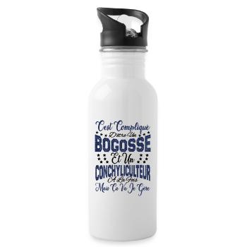 compliqué d'être un Bogosse et un Conchyliculteur - Gourde avec paille intégrée - blanc - Droite