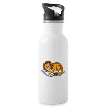 Lion endormi I Sieste périodique - Gourde avec paille intégrée - blanc - Droite