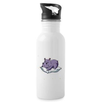 Hippopotame endormi Je fais une sieste périodiquement - Gourde avec paille intégrée - blanc - Droite