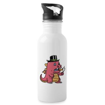 Baby Drache Drachen Dino Dinosaurier Kinder Kind - Trinkflasche mit integriertem Trinkhalm - Weiß - Rechts