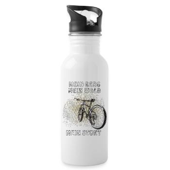 MEIN BERG MEIN WALD MEIN STUNT - Trinkflasche mit integriertem Trinkhalm - Weiß - Rechts