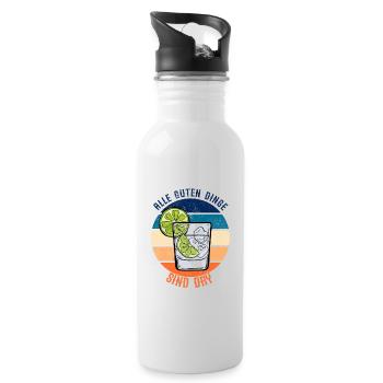 Alle Guten Dinge Sind Dry Lustiges Gin Wortspiel - Trinkflasche mit integriertem Trinkhalm - Weiß - Rechts