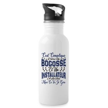 c'est compliqué être un Bogosse et un Installateur - Gourde avec paille intégrée - blanc - Droite