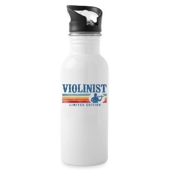 Violin Violinist Retro Vintage - Water bottle with straw - white - Right