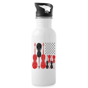 Violin Violinist Usa American Flag - Trinkflasche mit integriertem Trinkhalm - Weiß - Rechts