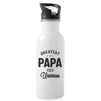 Greatest Papa in The Universe - Dad Grandpa - Water bottle with straw - white - Right
