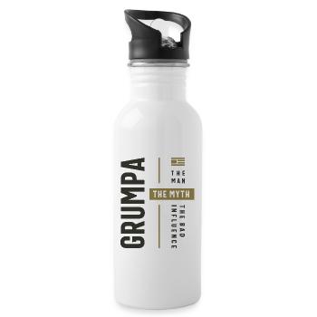Grumpa Man Myth The Bad Influence - Dad Grandpa - Water bottle with straw - white - Right