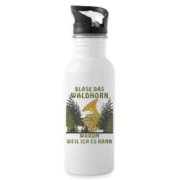 BLASE DAS WALDHORN WEIL ICH ES KANN - Trinkflasche mit integriertem Trinkhalm - Weiß - Rechts