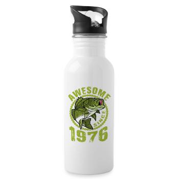 Awesome since 1976. Angel, Angler Geburtstag - Trinkflasche mit integriertem Trinkhalm - Weiß - Rechts