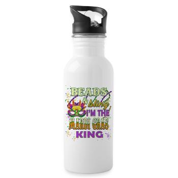 Perlen und Bling Ich bin der Mardi Gras King - Trinkflasche mit integriertem Trinkhalm - Weiß - Rechts