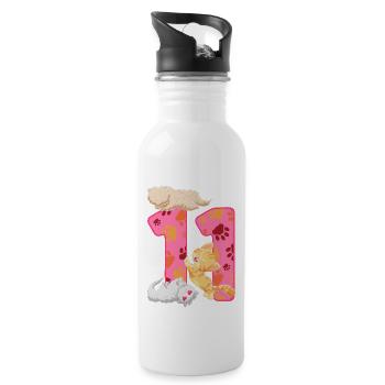 Chaton de 11e anniversaire | Chemise d’anniversaire de chat - Gourde avec paille intégrée - blanc - Droite