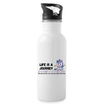 Das Leben Ist Eine Reise - Trinkflasche mit integriertem Trinkhalm - Weiß - Rechts