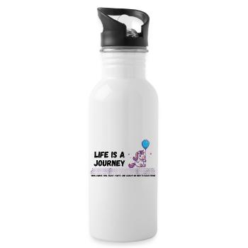 Das Leben Ist Eine Reise - Trinkflasche mit integriertem Trinkhalm - Weiß - Rechts
