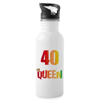 40 Jahre Alt 40 Geburtstag Birthday Queen - Trinkflasche mit integriertem Trinkhalm - Weiß - Rechts