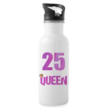 25 Jahre Alt 25 Geburtstag Birthday Queen - Trinkflasche mit integriertem Trinkhalm - Weiß - Rechts