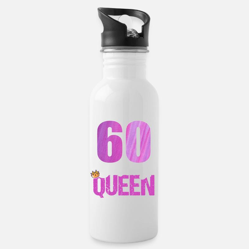 60 ans 60 anniversaire anniversaire reine - Gourde avec paille intégrée - blanc